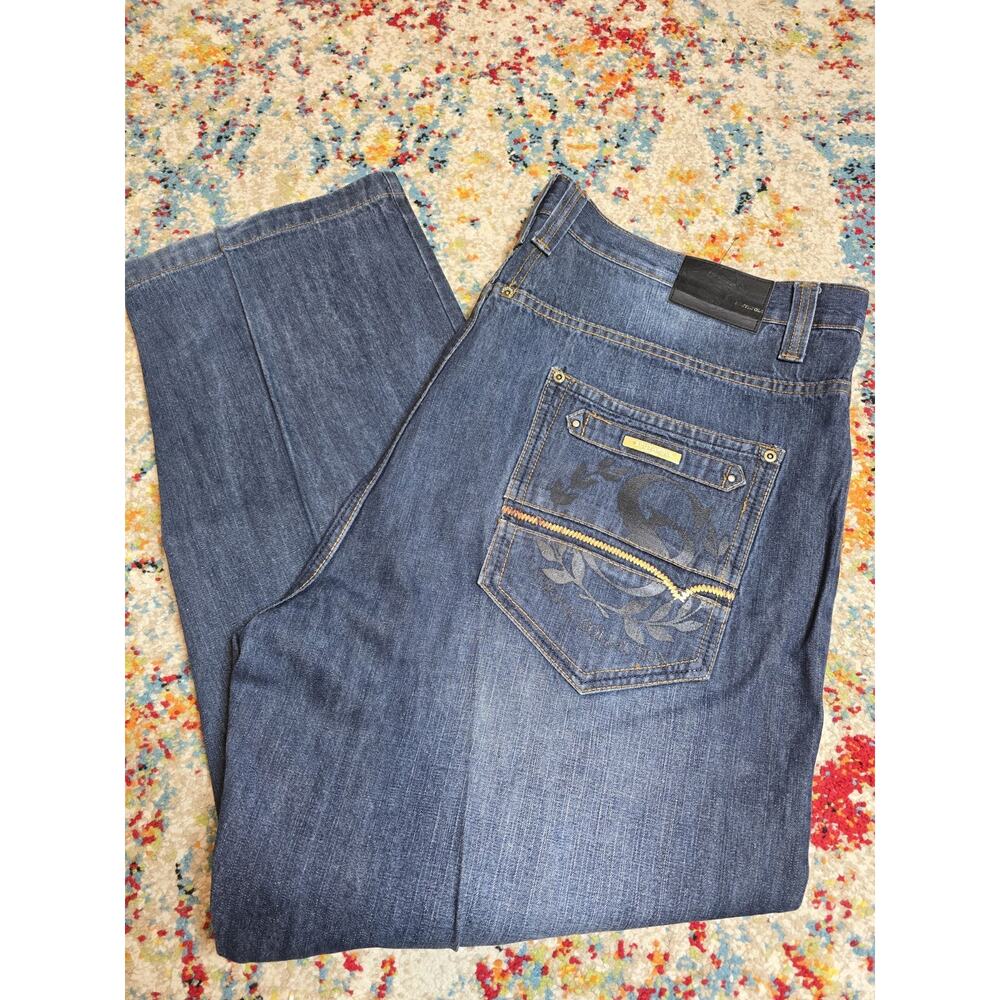 Vintage Y2k Southpole Denim Jeans Men's 48x32 Wide Leg Baggy Fade Skater Rave